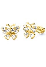 beautiful high grade butterfly cubic zirconia stud earrings for children